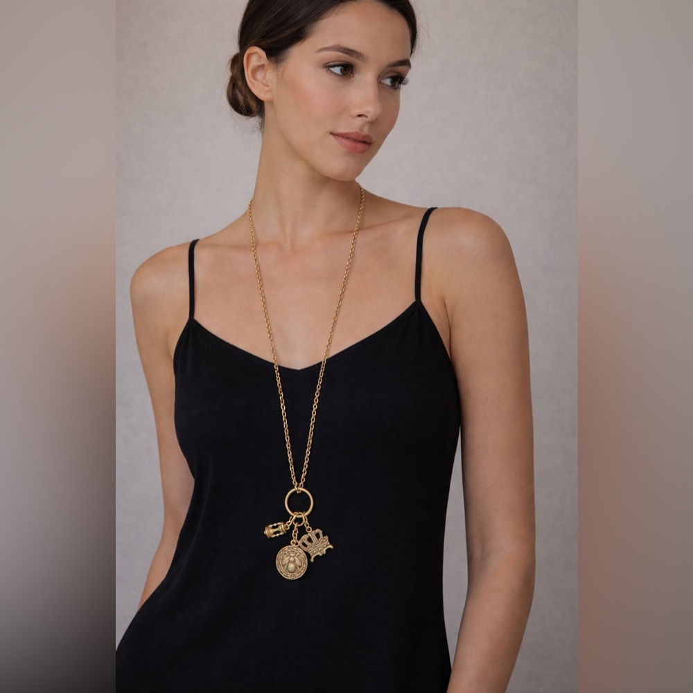 Long Gold Charm Necklace | 36” Statement Chain